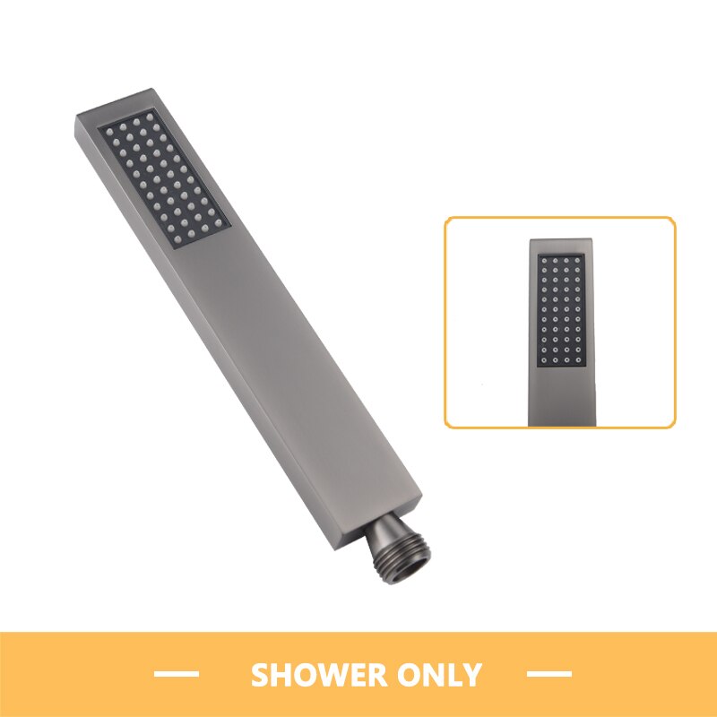 Bathroom Fixture Square In Wall Mounted Shower Set Hand Shower with Holder and Valve Body Metal Grey 1.5M Hose: Hand shower only