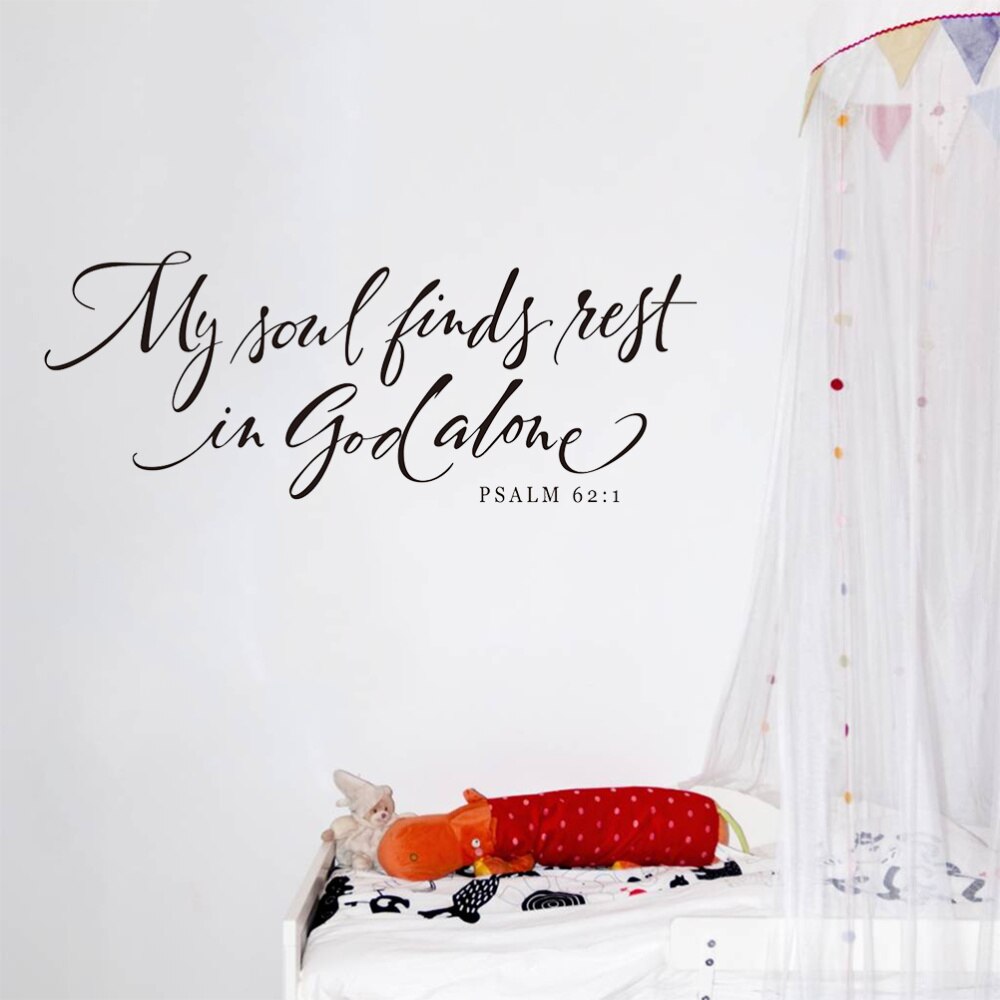 1PC DIY Peel and Stick Bible Verse Removable Vinyl Christian Psalm 62:1 Wallpaper Wall Stickers