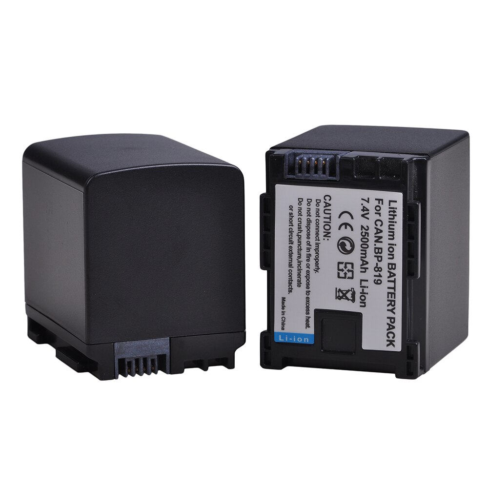 2Pcs 2500mAh BP-819 BP819 Battery and Fast Charger for Canon BP-827 BP 827 BP-819 BP-807 BP-809 BP 808 HF11 HF20 HF21 HF100