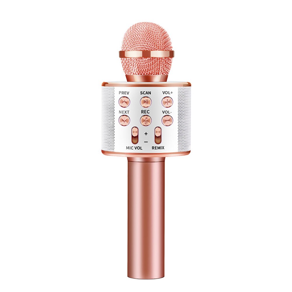 Bluetooth Wireless Microphone Speaker Handheld Microphone Karaoke Mic Music Player Singing Recorder KTV Microphone: Rose Gold