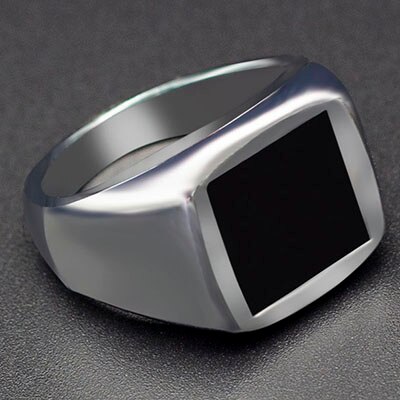 Anel de gotejamento de óleo quadrado preto vintage anéis de casamento masculino liga acessórios de jóias: 8 / 3