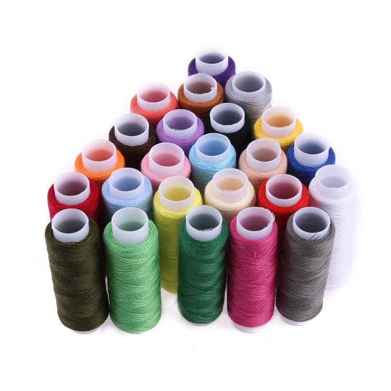 24 kleuren 200 Yard Polyester Borduurwerk Naaigaren Voor Hand Genaaid & Machines Patchwork Naaigaren Naaien Accessoires