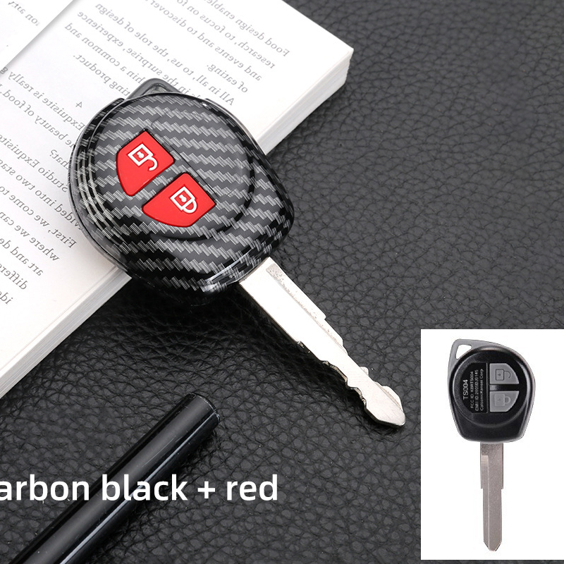 Funda de llave de ABS de carbono con 2 botones para Suzuki SX4 Swift Grand Vitara Liana, accesorios de coche: Blanco