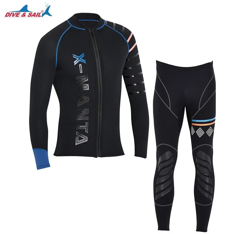 Dive&Sail men's 3mm diving wetsuit jackets pants long sleeve diving suit Scuba Jump Surfing Snorkeling Wetsuits