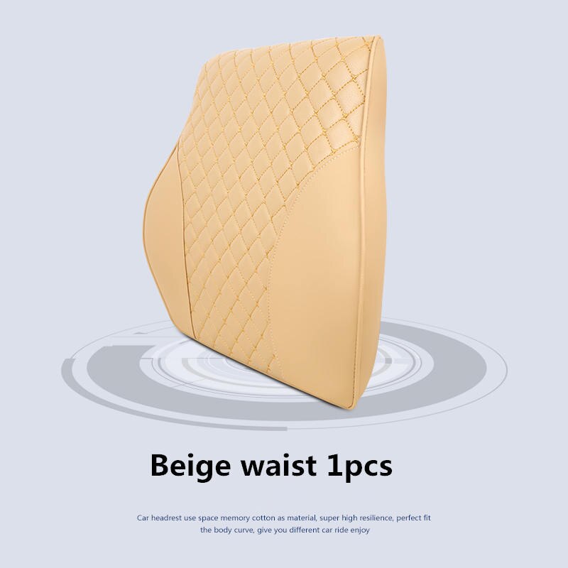 4 farger skinn midje sete støtte minne bomull nakkestøtte til sete lumbal pute sjåfør bil med Brann sesonger pute pute: beige midje 1 stk