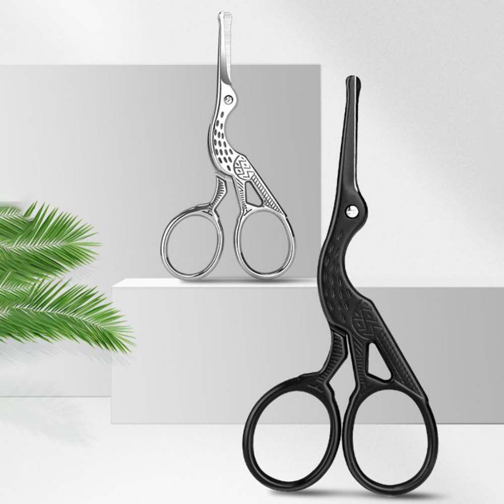 Crane Pattern Nose Hair Scissors Lightweight Stainless Steel Nose Hair Trimmers Beauty Scissors Face Hair Removal Tools