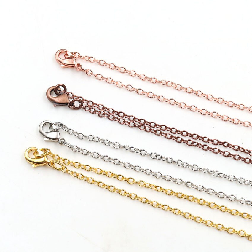 10 pièces/lot Simple Style or/or Rose/argent/Bronze couleur 50 cm longueur collier chaîne femmes bijoux à breloques