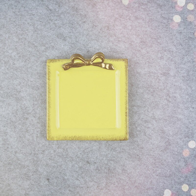 1PCS Strik Hars vierkante Platen Decoratie Ambachten Snack candy cake opbergvak Ringen Sieraden schotel Snack schotel voor bruiloft: Yellow