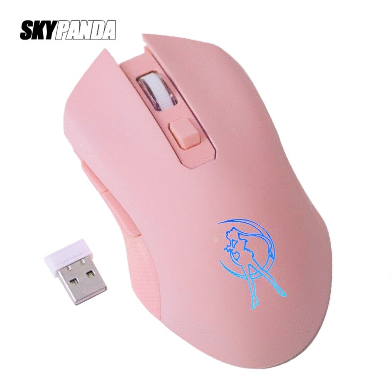 Women Pink Wireless Mouse 2.4Ghz 1600 DPI Mouse Mute Key USB Rechargeable Power Saver Girl Mice