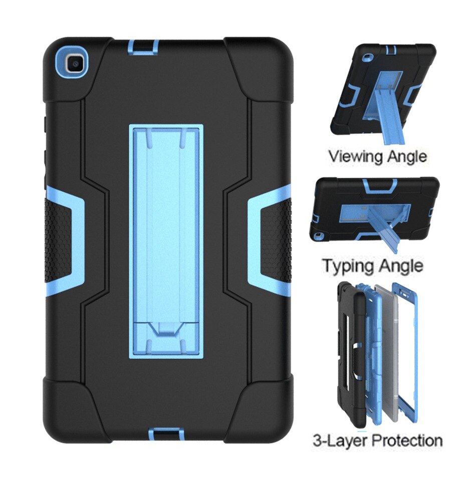 Dla Samsung SM-T290 case 8.0 "calowy T290 T295 krzemu odporny na wstrząsy tablet stojak Capa pokrywa dla Samsung Galaxy Tab A 8.0(2019)SM-T290: Black and Blue