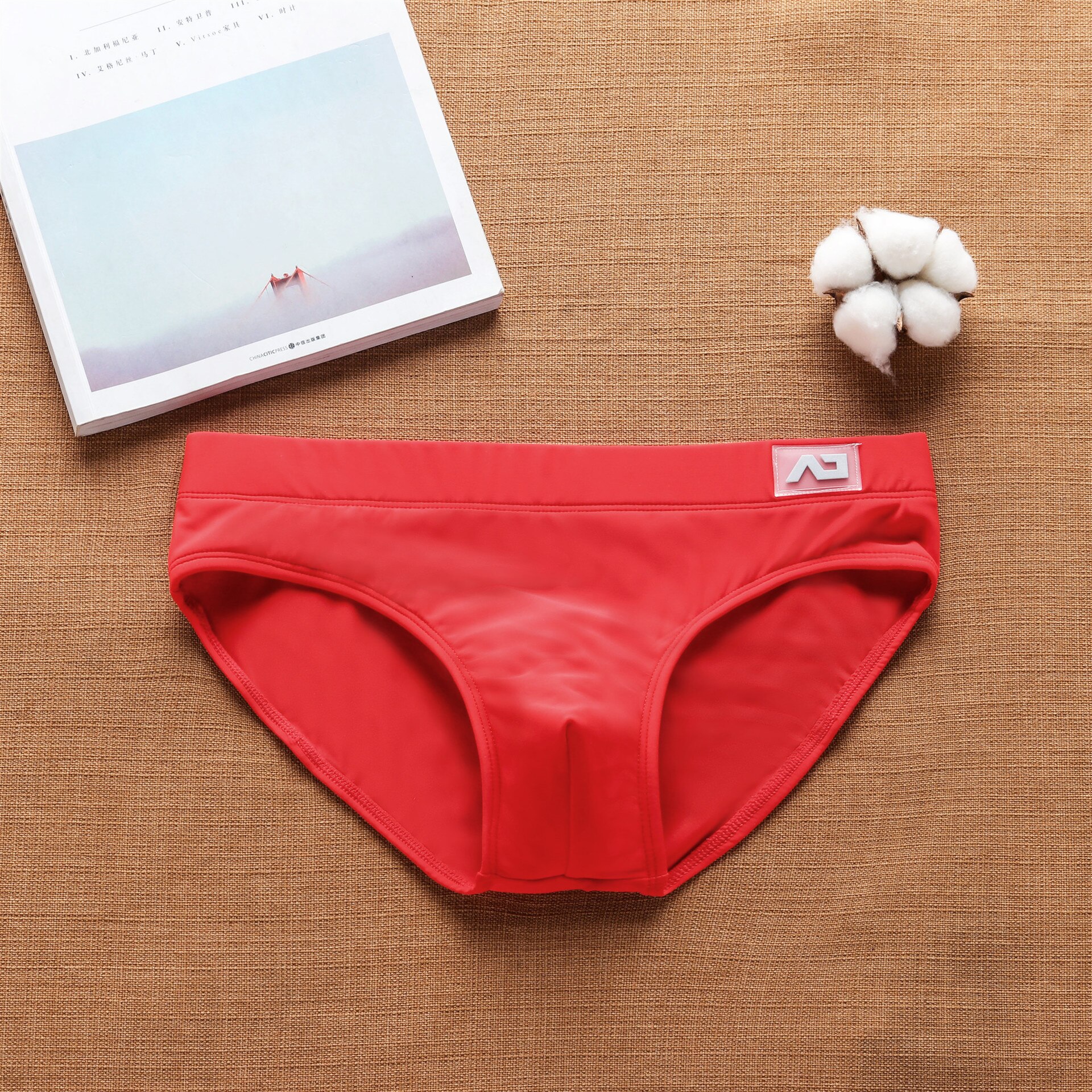 Addicted men's elastic comfort swimming trunks Summer beach beach swim trunks: Red / M