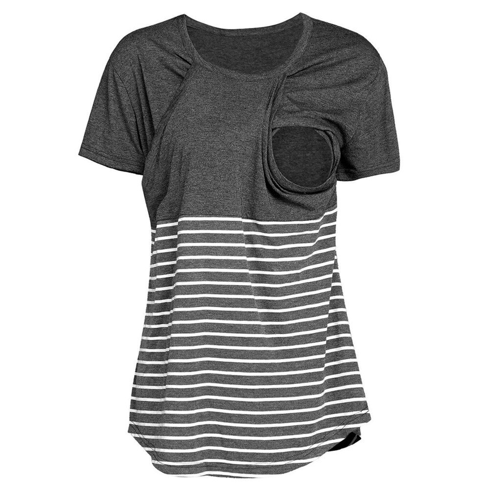 Mujeres embarazadas maternidad Ropa enfermería Top Stripe Top embarazo camisa Embarazada lactancia Ropa Para Embarazada