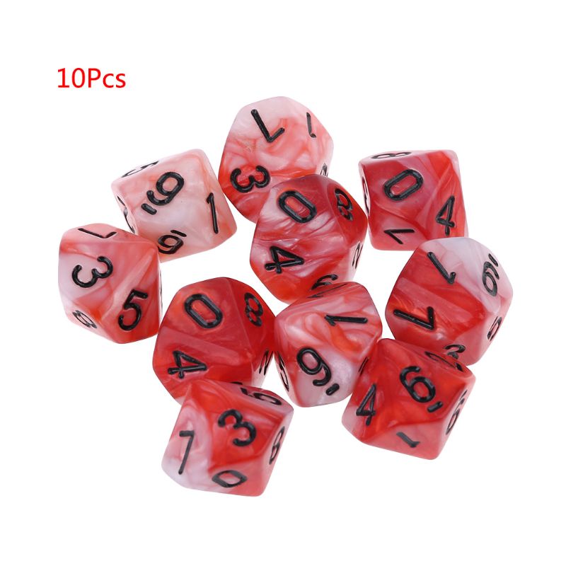 10 kpl/setti 10- puolinen  d10 monitahoista noppaa numerot soittaa pöytäpöytä lautapeli pxpf: 5