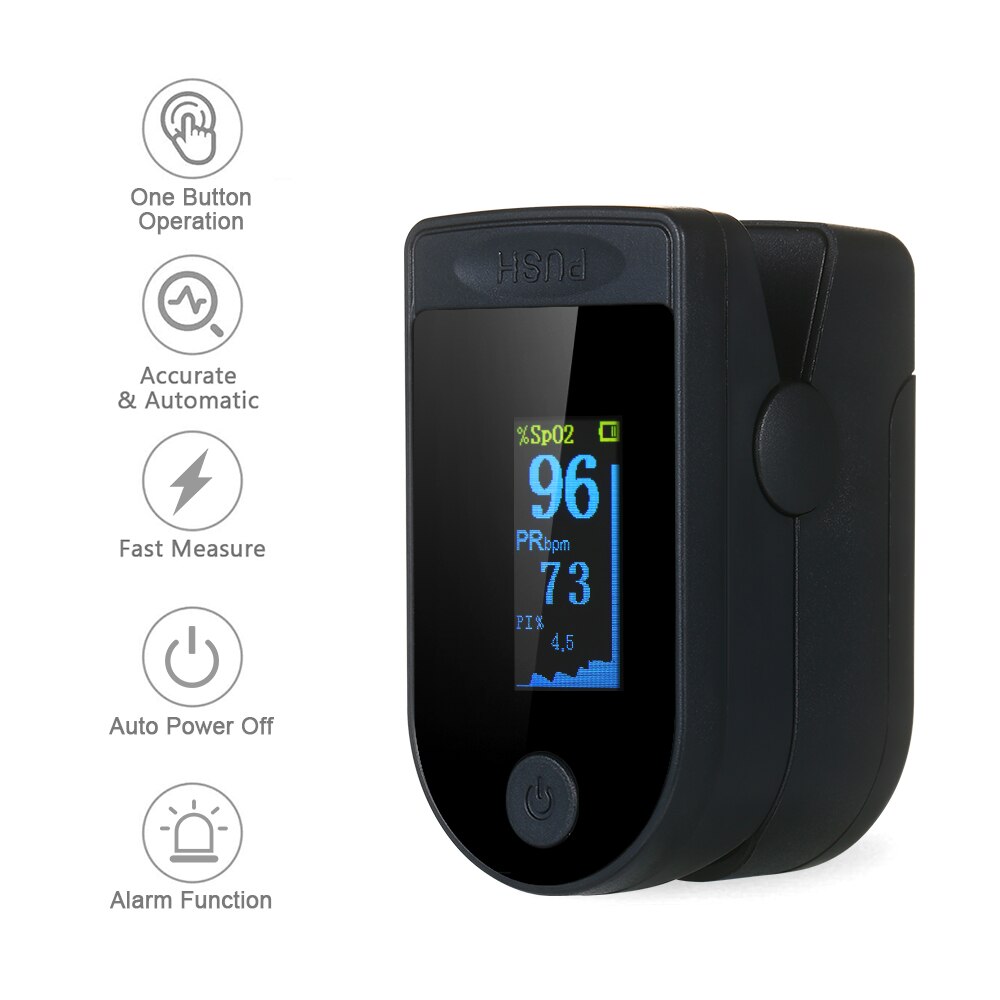 Digital Fingertip Pulse Oximeter Finger OLED Display Blood Oxygen Sensor Saturation SpO2 Heart Rate Monitor Meter Random color: MD1798B