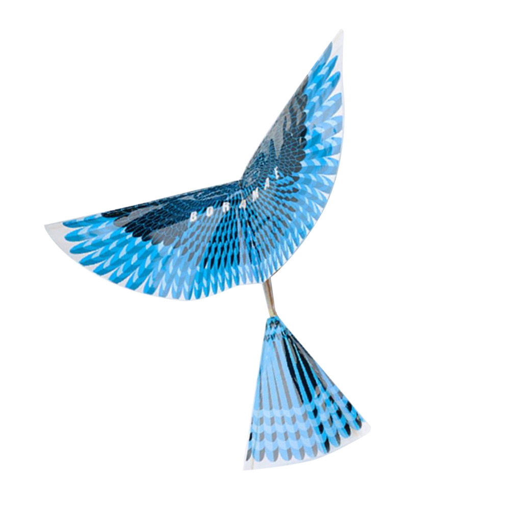 Gummibånd drevet ornitopter legetøj diy klappende fugleplan legetøj med mekaniske vinger