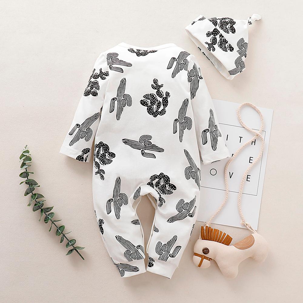 Baby Soft Cotton Wrap Bobysuit Newborn Infant Baby Boy Girl Clothes Floral Jumpsuit Sleepwear Hat Outfits Set Newest