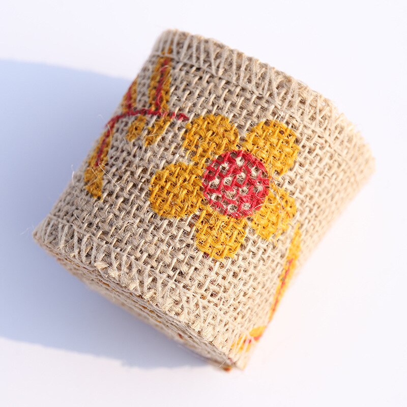 2 yards / rulle 60 mmdiy bomull och linne band handgjord jul bröllop klass hantverk spetsrulle utskrift band säckväv rulle: 1