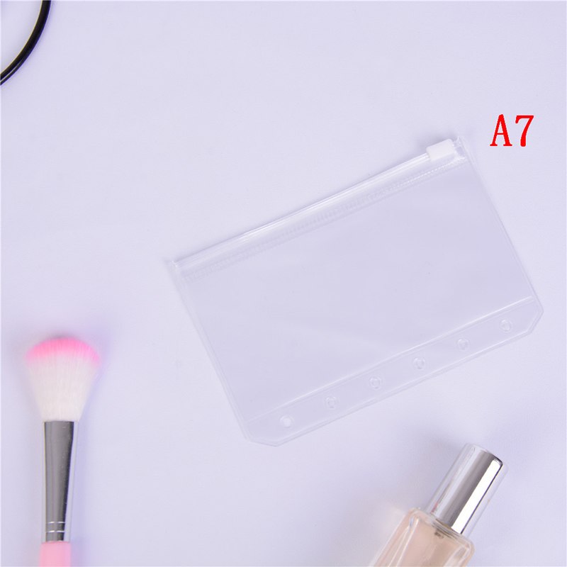Soporte de archivo A5/A6/A7 bolsa de hoja suelta de PVC transparente estándar con producto de archivo de cremallera de estilo propio