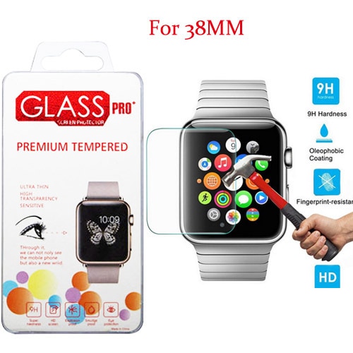 0.3mm Ultra Thin 9 H Hardheid Premium Gehard Glas Screen Protector voor Smart Apple Horloge 38mm Screen protector