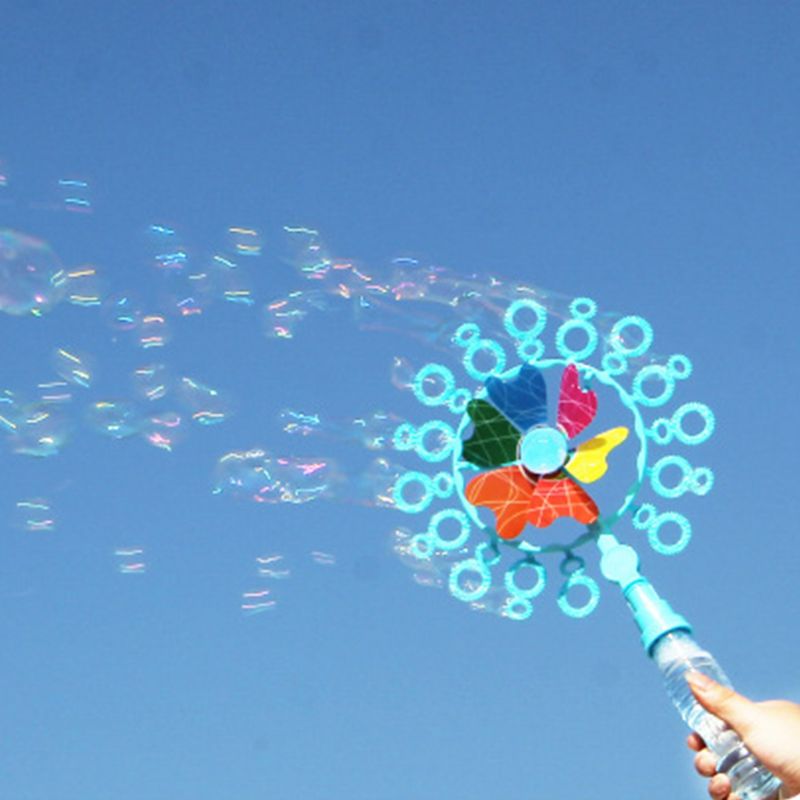 Divertente per Bambini tutto'aperto Giocattoli Doppio Foro Mulino A Vento sbarra Bolla di Sapone Acqua bolla macchina bolla per Bambini Regalo Di Natale