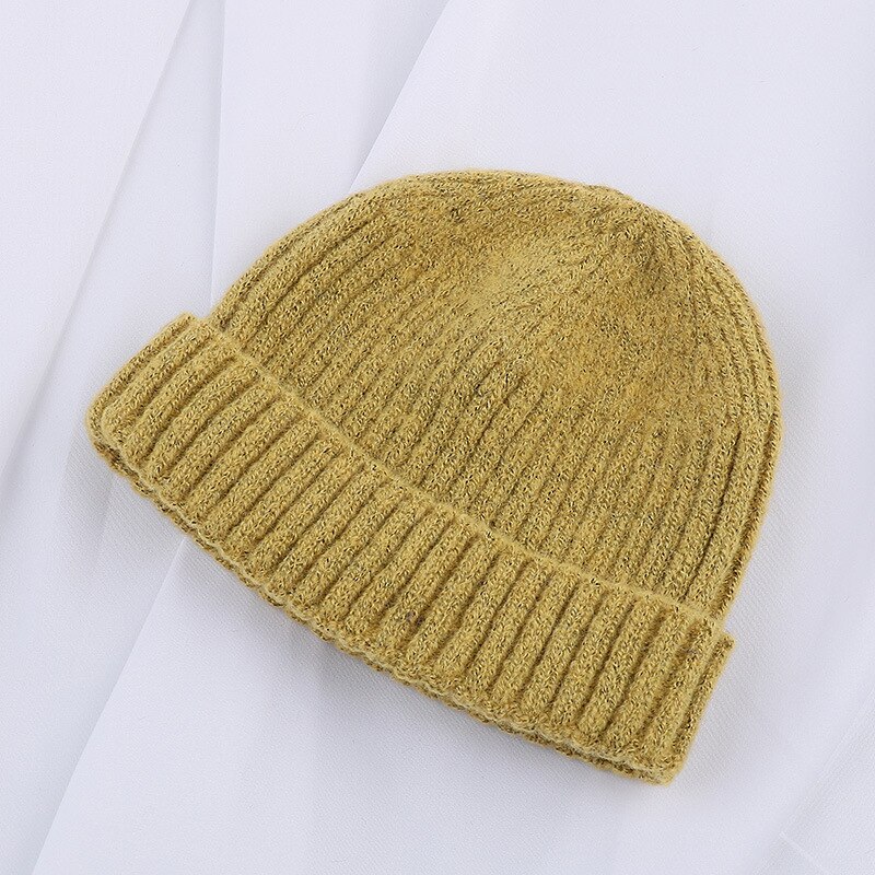 Mode Mannen Beanie Winter Gebreide Muts Jongen Skullcap Sailor Cap Manchetten Retro Navy Korte Hoed Effen Kleur Unisex herfst Warm Cap: 2