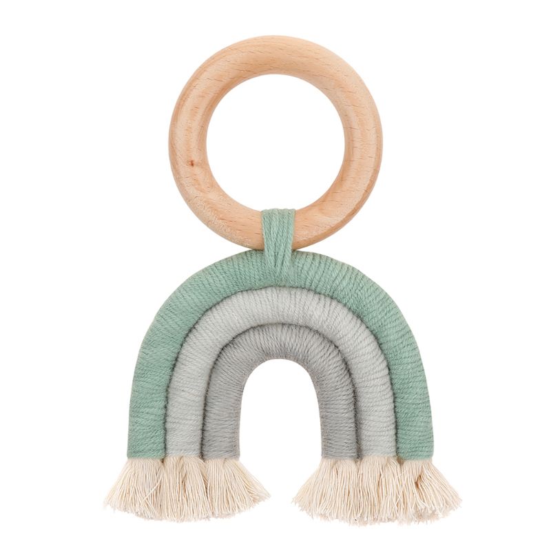 Christmas Baby Rainbow Teething Ring Safety Wooden Teether Baby Care Shower C6UF: Q165