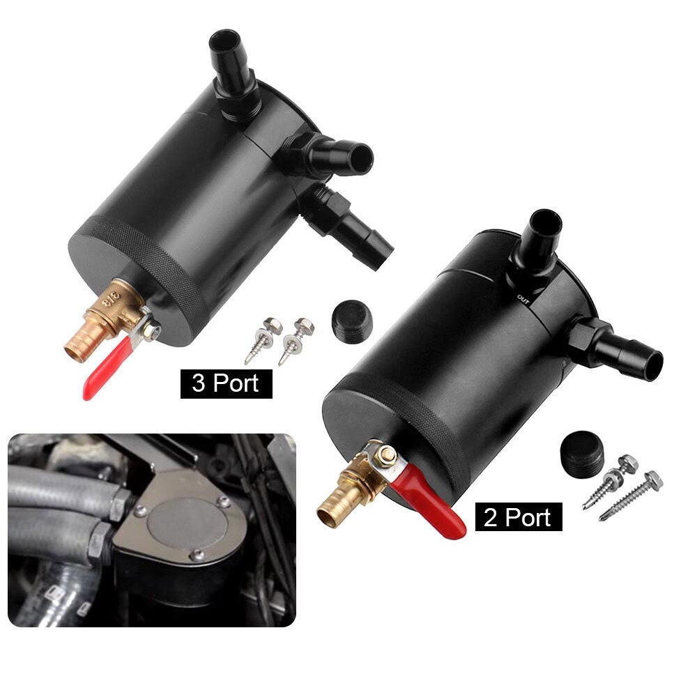 Oil Catch Can For 2/3 Ports With Removable Valve Fuel Oil Separator 400ml Black Sealed Repairable Aluminum Alloy Oil Catch Can