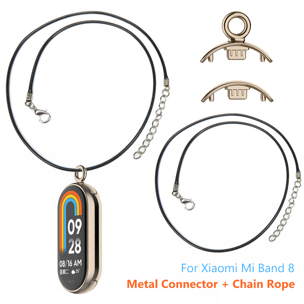 Metal Necklace for Xiaomi Mi Band 8 Pendant Chain Buckle Connection for Xiaomi Mi Band 8 Hanging Metal Chain Neck Bracelet Strap
