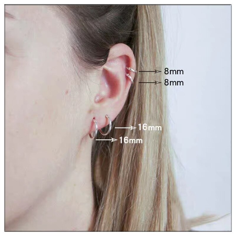 925 sterling sølv enkle øreben øreringe til kvinder små øreringe øreben spænde runde cirkel øreringe bøjler