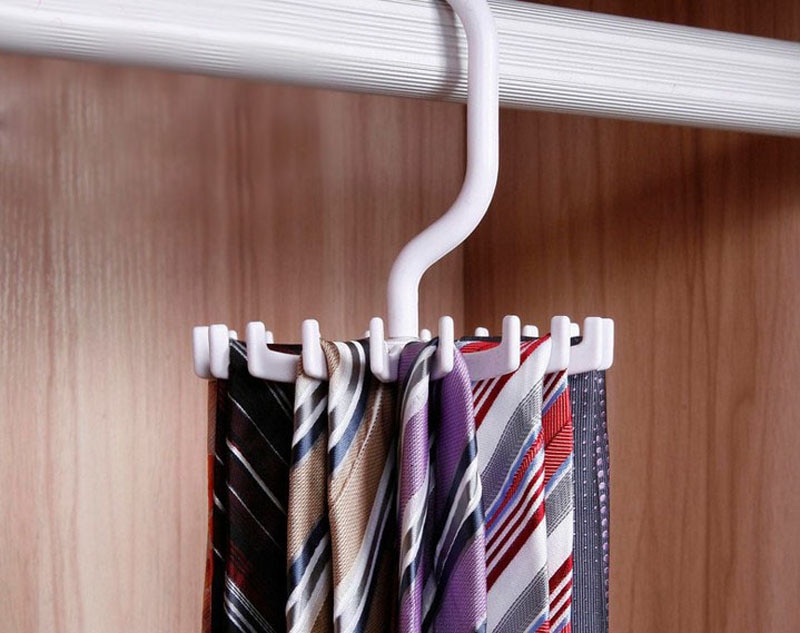 Verstelbare 20 Haken Roterende Riem Sjaal Rack Organizer Mannen Hals Hanger Houdt Opslag Houders