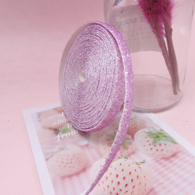 5 meter 10mm glitter pailletten linten voor doe-het-zelf knutselen naaien stof haar strikken clips accessoires feest bruiloft benodigdheden inpakpapier: Paars