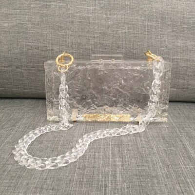 Sacs à main en acrylique Transparent pour femmes, pochette de soirée, boîte carrée, Mini club d'été,: fish 65cm chain