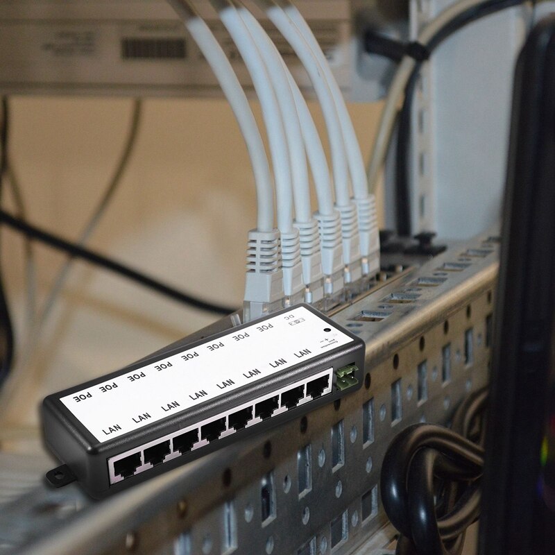 8 Poorten Poe Injector Poe Splitter Voor Cctv Netwerk Poe Camera Power Over Ethernet Ieee802.3Af