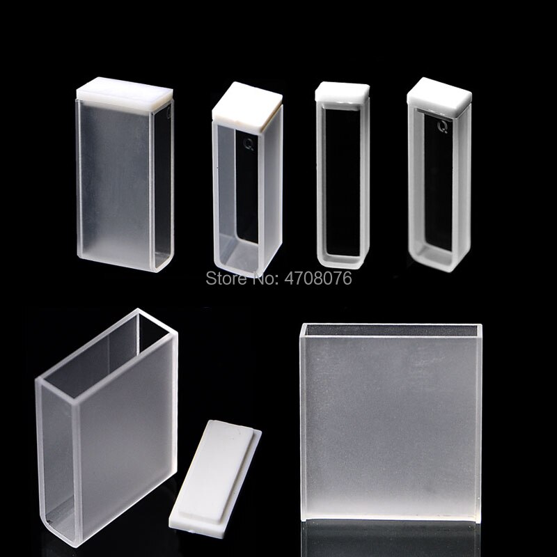 Quartz Glass Cuvette Cell with cover for chemical spectrum Capped Silica cuvette Spectral analysis instrument 50mm flux 2pcs/box