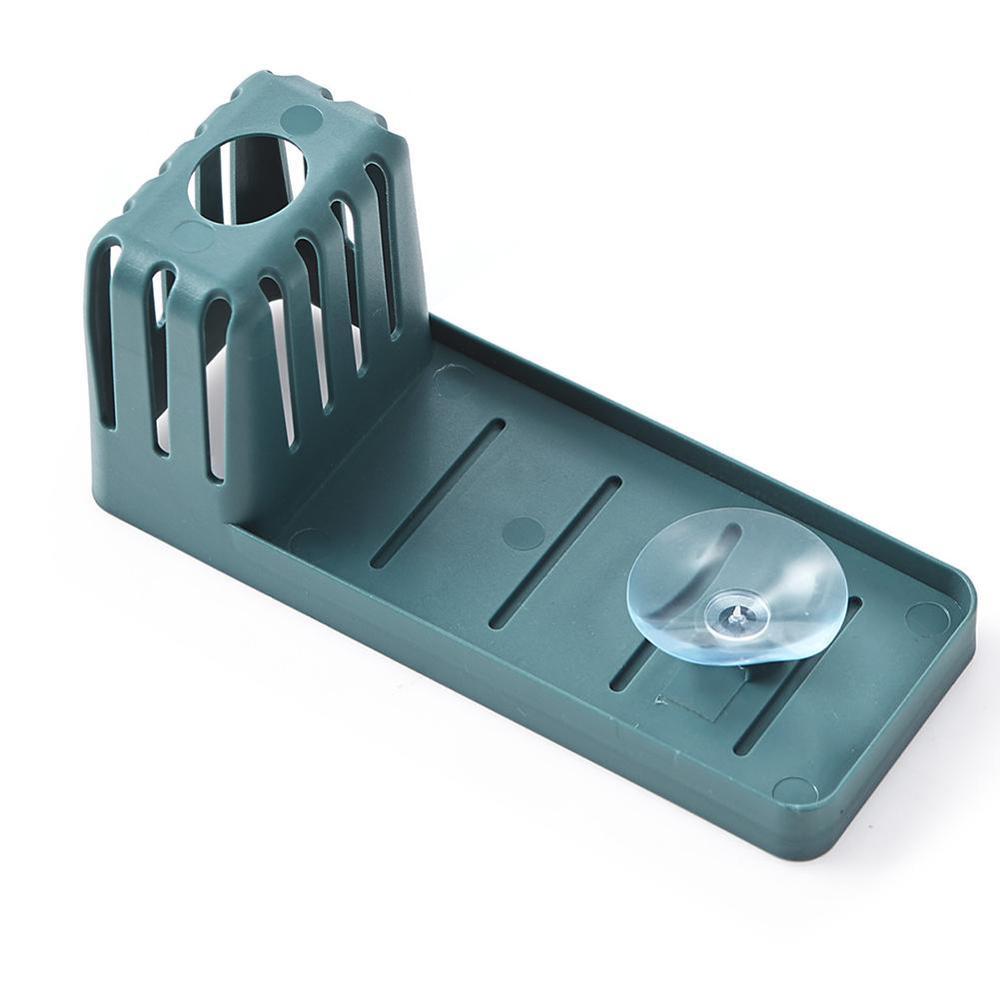 Kitchen Fork Spoon Container Sink Drain Shelf Brush Sponge Holder Organizer Desktop Suction Cup Hanging Storage Basket Rack: Navy Blue