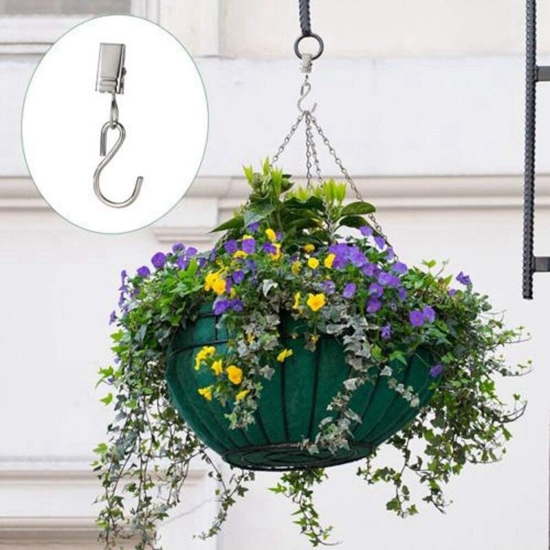 50 stuks roestvrijstalen gordijnklemmen met haken voor het ophangen van klemhangers, dakgoothaken voor feestverlichting, buitendraadhouder