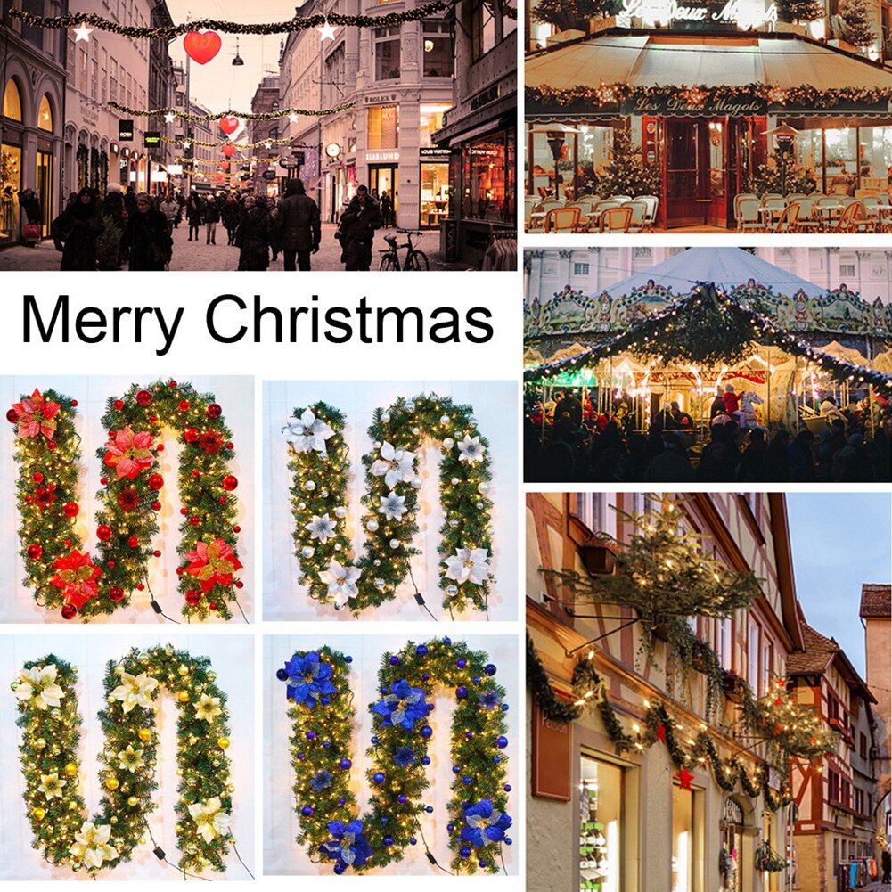 2.7M Kerst Guirlande Kleurrijke Kerst Decor Kerstboom Ornamenten Met Led String Light Thuis Party Wedding Decor