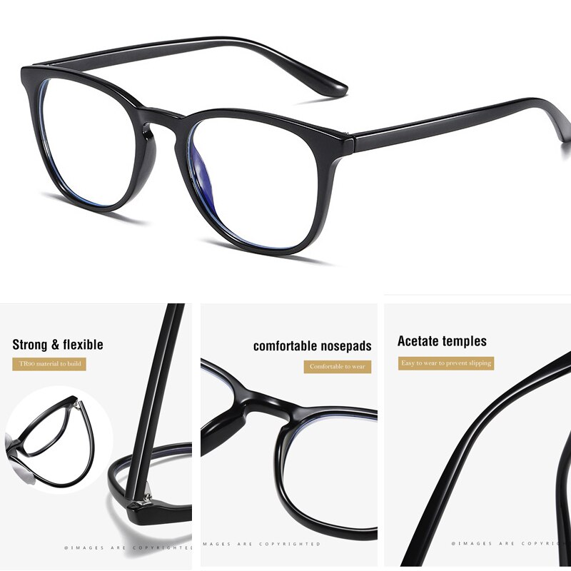 VCKA TR90 Anti Blue Light Blocking Computer Glasses Men Radiation Protection Eyeglasses Clear Ray Square Gaming Eye Glasses