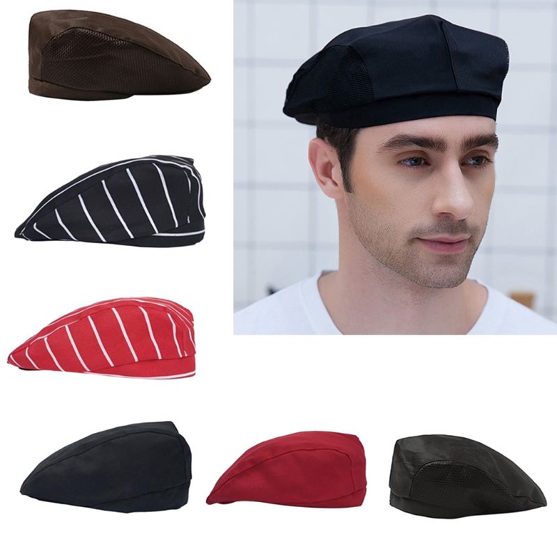 Mens Womens Chef Hat Pastry Baker Kitchen Cook Coffee Shop Duckbill Beret Cap
