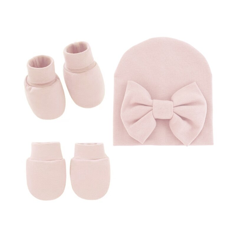 Baby Strik Hoed Geen Kras Handschoenen Voet Cover Set Zuigelingen Zachte Katoenen Wanten D5QA