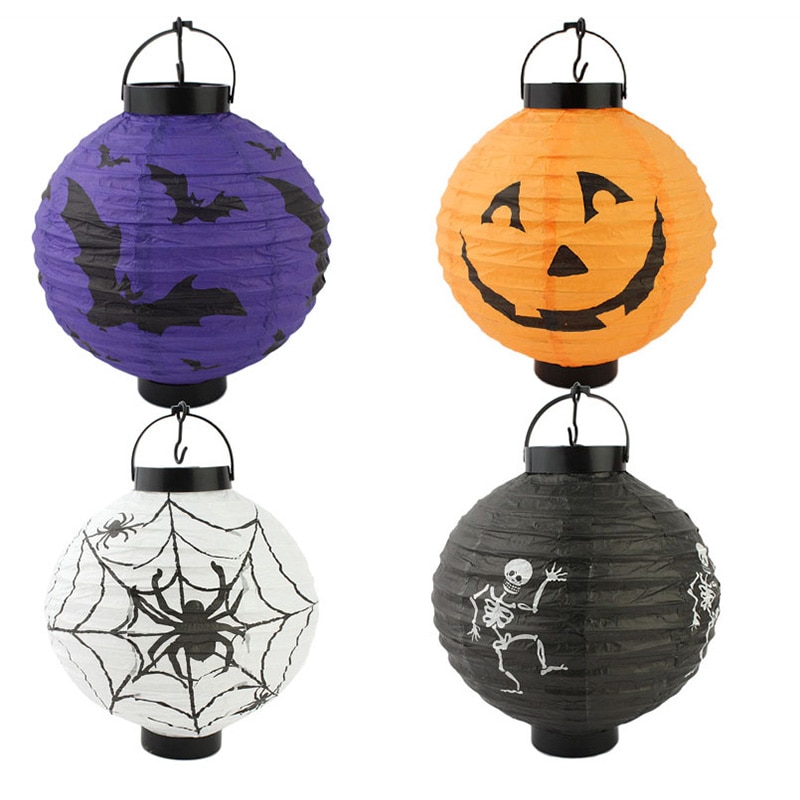 Halloween decorations LED paper pumpkin hanging lantern lights Halloween horror lantern supplies Halloween party