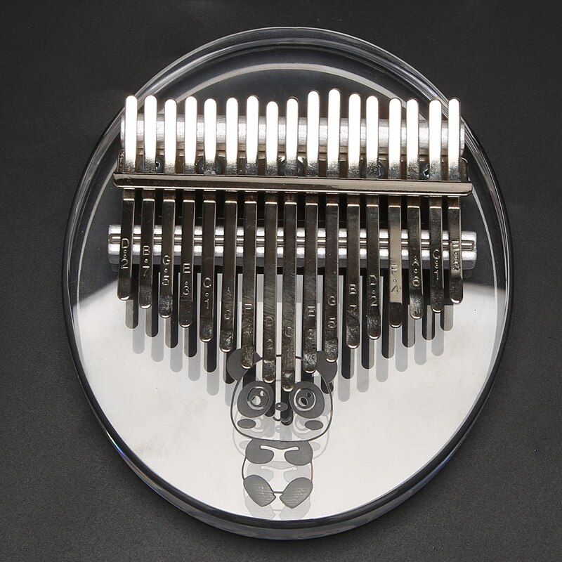 17 Keys Thumb Piano Round Shape Transparent Acrylic Finger Piano Portable with Panda Pattern for Kids Adults Beginners