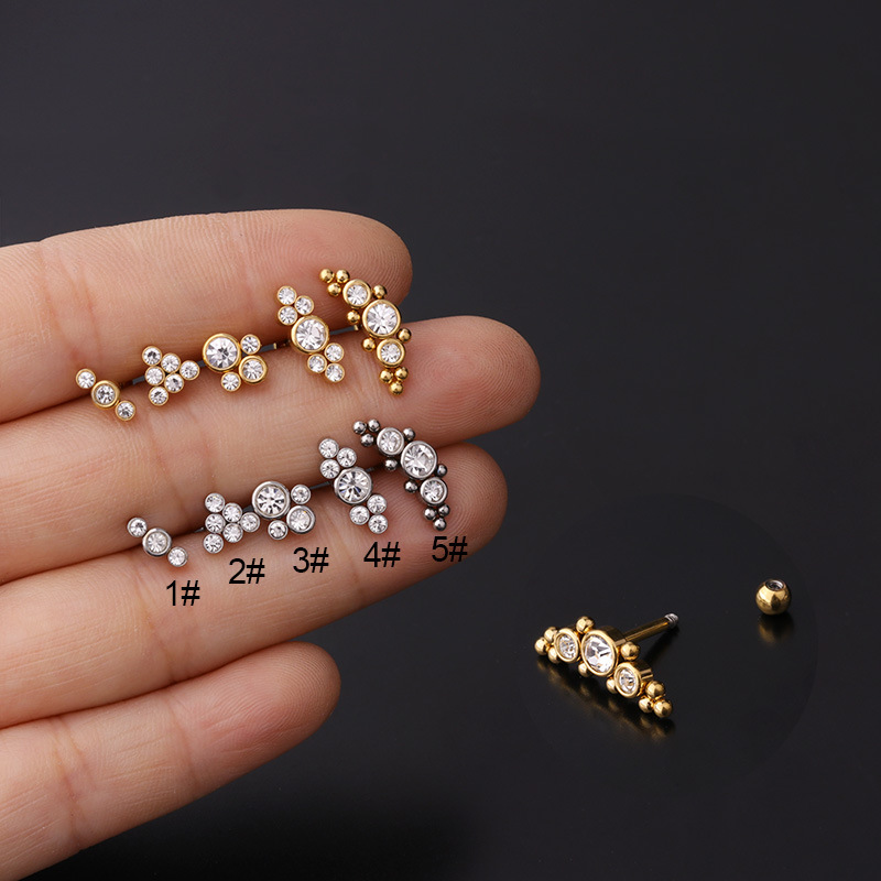 1Pc 16G Rvs Cz Kleine Kraakbeen Stud Oorbellen Goud Zilver Kleur Geometrische Helix Tragus Kwab Oor piercing Sieraden