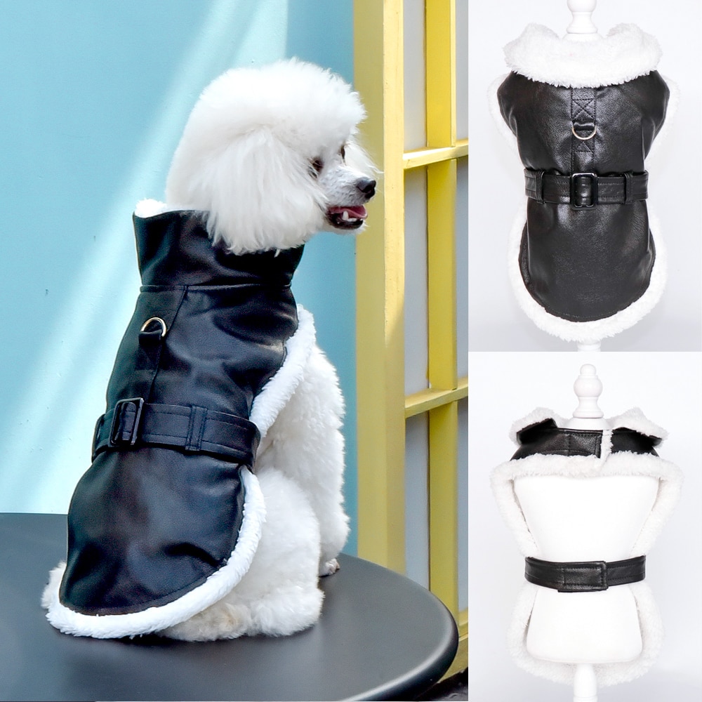 Pet Dog Clothes Winter Warm Dogs Jacket Waterproof Puppy Leather Coat Pets Clothing For Chihuahua French Bulldog Ropa Para Perro