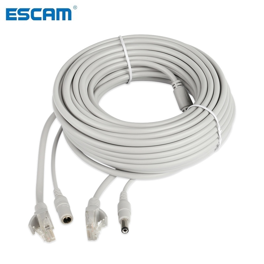 ESCAM 30 m/20 m/15 m/10 m/5 m RJ45 + DC 12V power Lan Kabel Cord Netwerk Kabels voor CCTV netwerk IP Camera