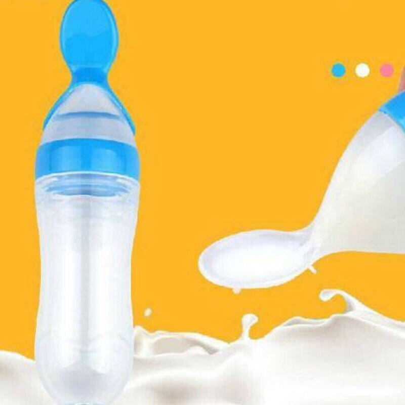 Turvatuttipullo lusikkasyöttimellä ruoka riisi maito ruokinta silikoni vauvan muropullo 90ml