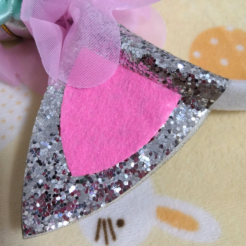 Unicorn pannband silver horn glitter flickor hårband unicorn bonus för prinsessan födelsedag jul påskfest barn hår slips
