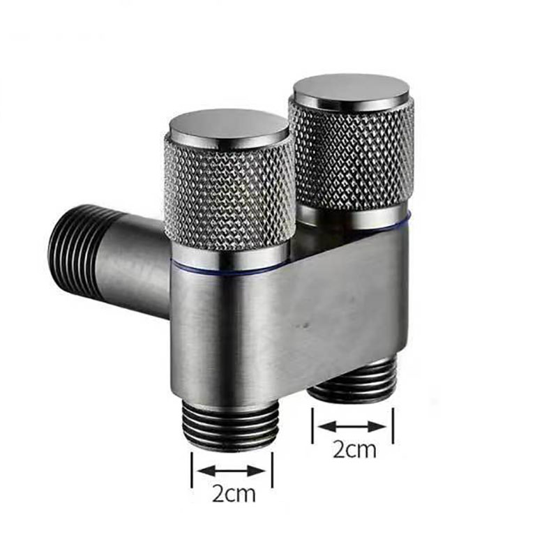Zinc Alloy Angle Valve Wall Mount Toilet Washing Machine Tap One In Two Out Water Cleaning Faucet Bathroom Toilet Accessories: Chrome