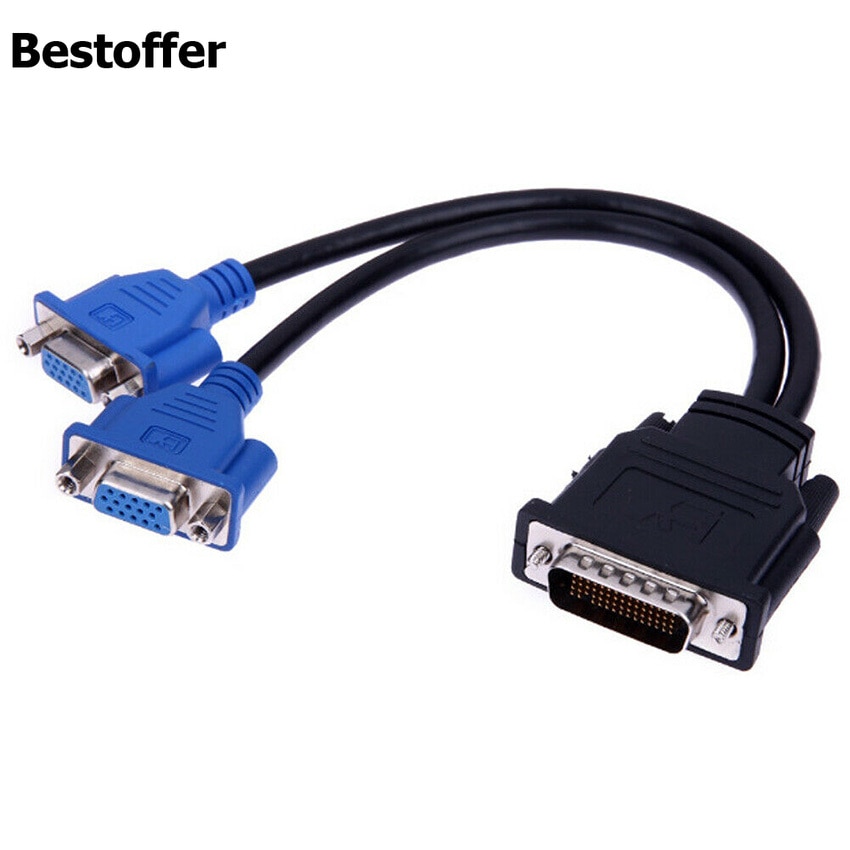 DMS-59 Pin Male to Dual VGA Female Y Splitter Video Card Adapter Cable 25CM