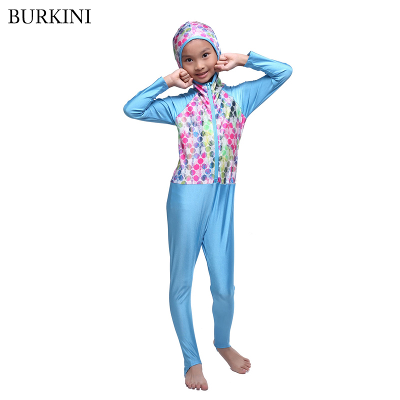 Girls Muslim Swimsuit Burkinis Islamic Full Coverage Maillot De Bain Hijab Swimwear Modest